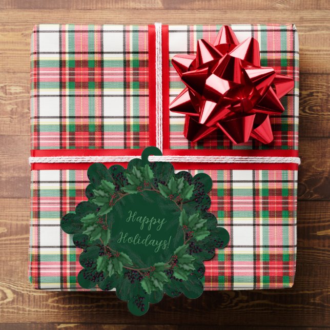 Adorno De Papel Holly Pine Branches Berries Navidades Wreath (Insitu (Regalo))