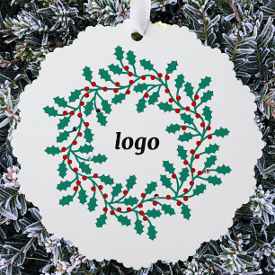 Adorno De Papel Holly Wreath Logo Business