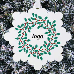 Adorno De Papel Holly Wreath Logo Business