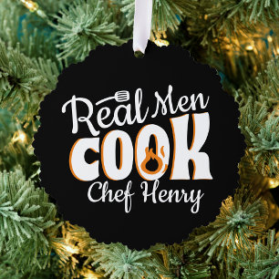 Adorno De Papel Hombres Reales Cocinan Negro