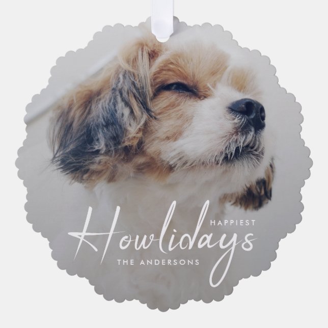 Adorno De Papel Howlidays más feliz | Navidades de fotos de perros (Anverso)