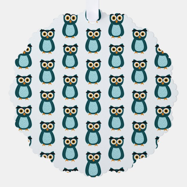 Adorno De Papel Ilustracion de búho azul (Anverso)