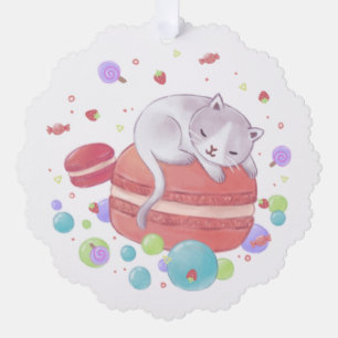 Adorno De Papel Ilustracion de gatos y dulces