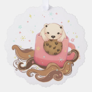 Adorno De Papel Ilustracion Polar Bear & Coffee Break