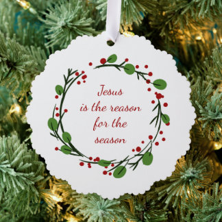 Adorno De Papel "Jesus is the reason for the season" Holly Design