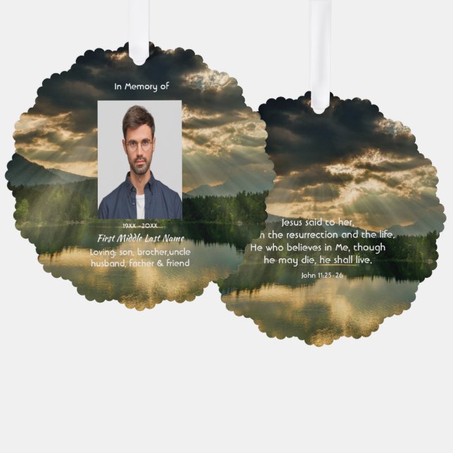 Adorno De Papel John 11: 25, Scripture Memorial Keepsake  (Anverso/Reverso)