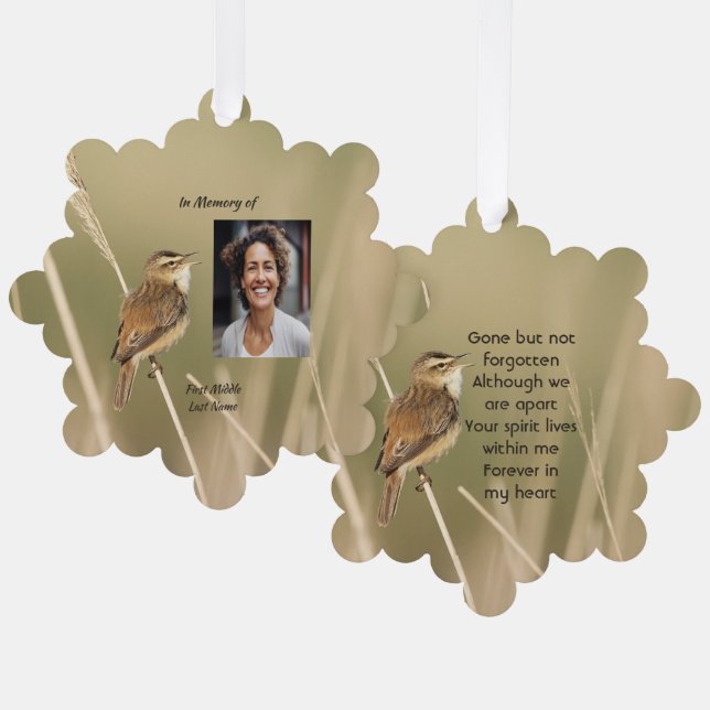 Adorno De Papel Keepsake Memorial Photo Bird Garden Nature  (Anverso/Reverso)