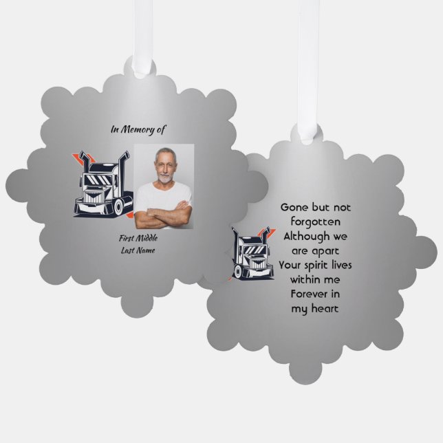 Adorno De Papel Keepsake Memorial Semi-Truck Tractor-trailer  (Anverso/Reverso)