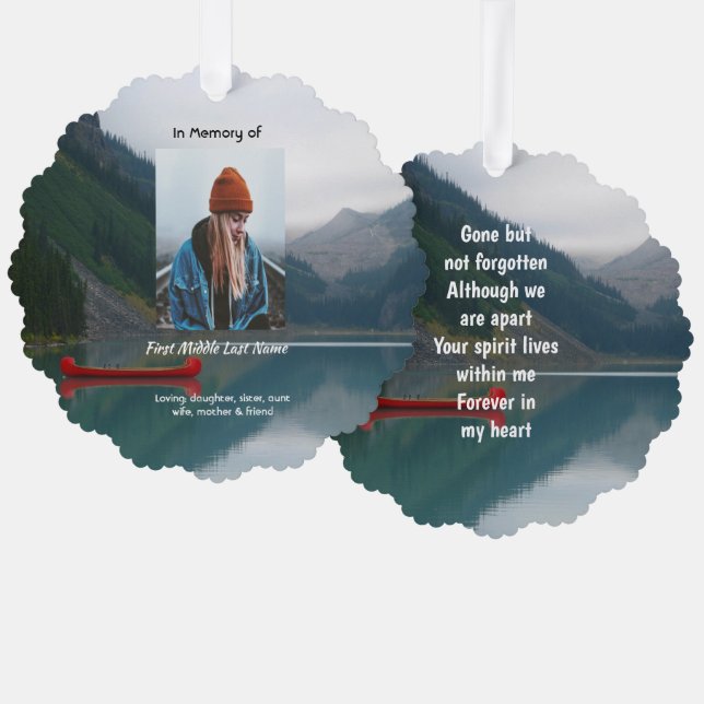 Adorno De Papel Keepsake Memorial Wilderness Lake Canoe (Anverso/Reverso)