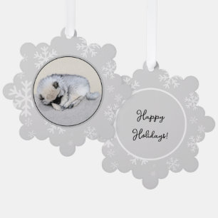 Adorno De Papel Keeshond Sleeping Pinting Pintura Original De Perr