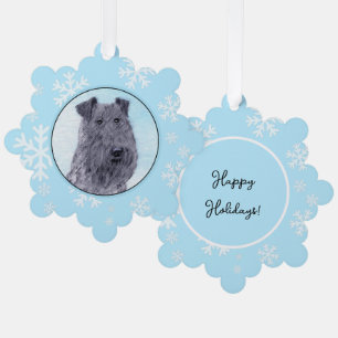Adorno De Papel Kerry Blue Terrier Pintura Cute Original Perro Art