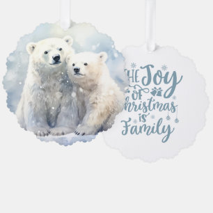 Adorno De Papel La alegría de la Navidad es la familia Oso polar y
