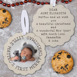 Adorno De Papel La primera cosecha navideña del bebé añada tu foto