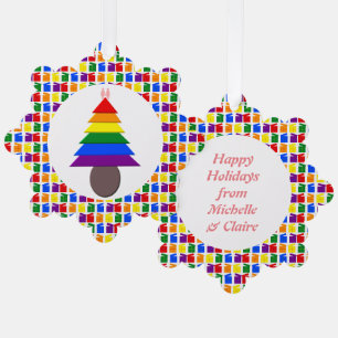 Adorno De Papel Lesbianas arcoiris Árbol y regalo de Navidad