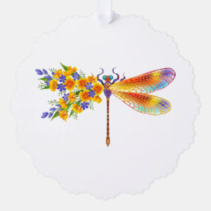 Adorno De Papel Libélula de Flor Amarilla