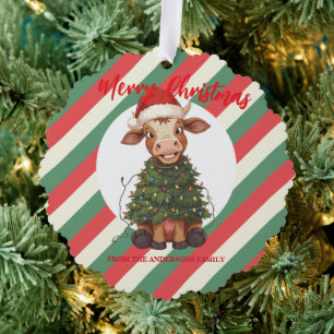 Adorno De Papel Lindo vaquillona vaca árbol de Navidad ternero bue