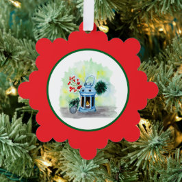 Adorno De Papel Linterna azul de Navidad con vela