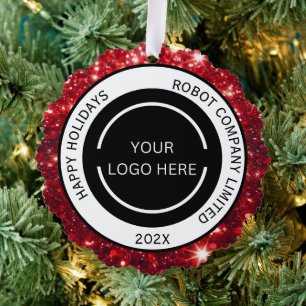 Adorno De Papel Logo y nombre de la Compañía Roja Moderna