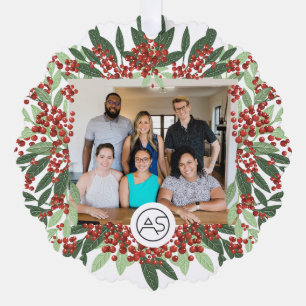 Adorno De Papel Logotipo de foto de Navidad botánica feliz empresa