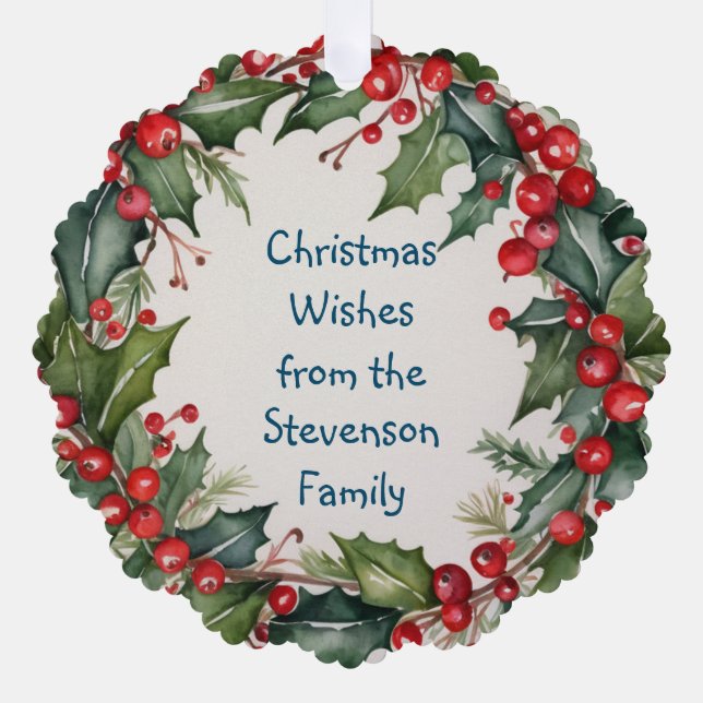 Adorno De Papel Los navidades desean que la Wreath verde sea para  (Anverso)