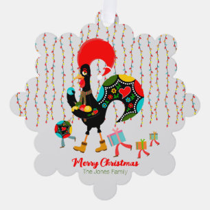 Adorno De Papel Luces de navidad, baubles, regalos y Rooster