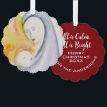 Adorno De Papel Madonna personalizable y acuarela infantil<br><div class="desc">Esta tarjeta de adorno de papel de Madonna y Child, de diseño único y color personalizable, inspira la razón de la temporada. Perfecto para adornos, etiquetas de regalo y saludos de vacaciones... Todo es Calma, ¡y todo es brillante! Todo el texto puede ser modificado o personalizado, transferido a otra tarjeta...</div>