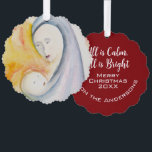 Adorno De Papel Madonna personalizable y acuarela infantil<br><div class="desc">Esta tarjeta de adorno de papel de Madonna y Child, de diseño único y color personalizable, inspira la razón de la temporada. Perfecto para adornos, etiquetas de regalo y saludos de vacaciones... Todo es Calma, ¡y todo es brillante! Todo el texto puede ser modificado o personalizado, transferido a otra tarjeta...</div>