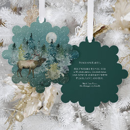 Adorno De Papel Majestic Elk Forest Full Moon Snowfall Navidades