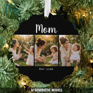 Adorno De Papel Mamá Estableció Recuerdo de Navidad en Foto