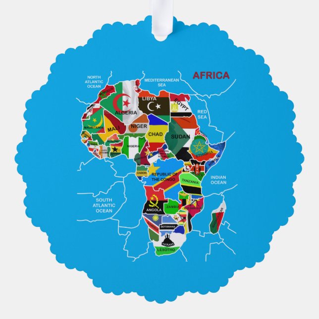 Adorno De Papel Mapa de África con banderas (Reverso )