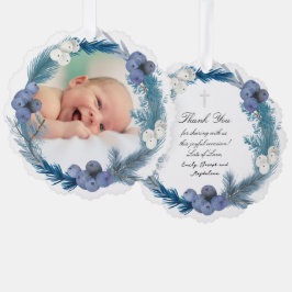 Adorno De Papel marco de color azul Baptism gracias