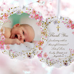 Adorno De Papel marco de flores rosas bautismo gracias<br><div class="desc">Baptism gracias a adorno de papel</div>