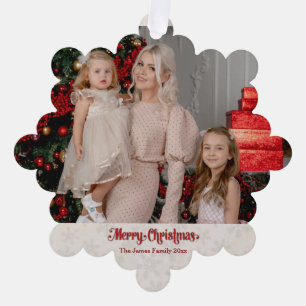 Adorno De Papel Marco de Foto Personalizado Feliz Navidad y Año Nu