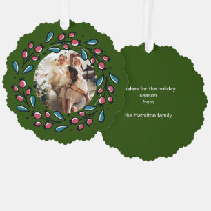Adorno De Papel Marco de foto Wreath personalizado de los navidade