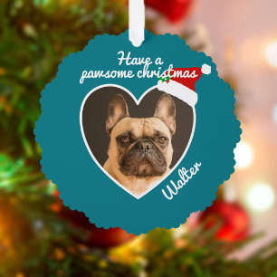 Adorno De Papel Mascota Foto Santa Hat Felices Navidades Felices H