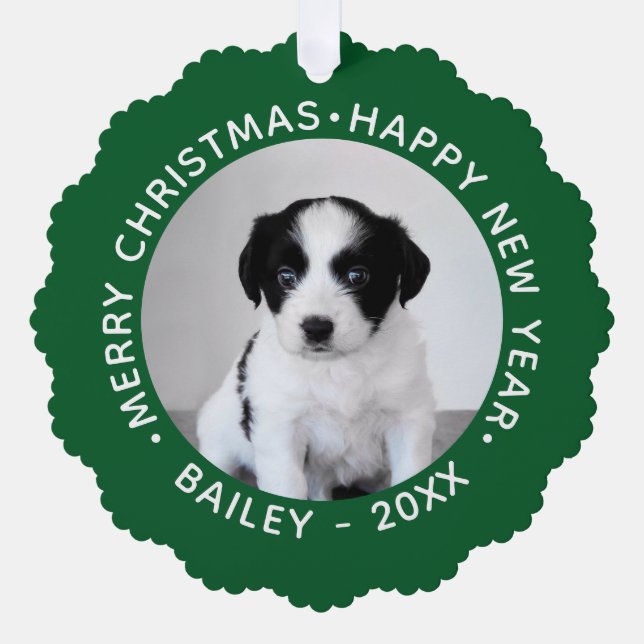 Adorno De Papel Mascota personalizado foto con nombre de Navidades (Anverso)