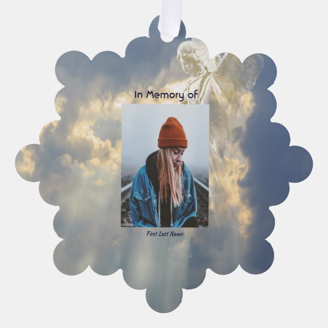 Adorno De Papel Memorial del Poema Keepsake Angel Sky Clouds (Anverso)