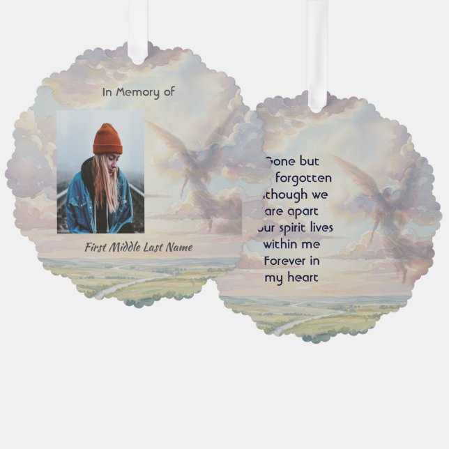 Adorno De Papel Memorial Keepsake Angel Sky Clouds (Anverso/Reverso)