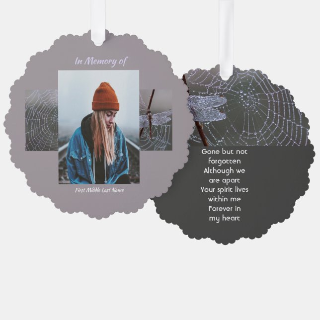 Adorno De Papel Memorial Keepsake  Card Dragonfly Dewdrops (Anverso/Reverso)