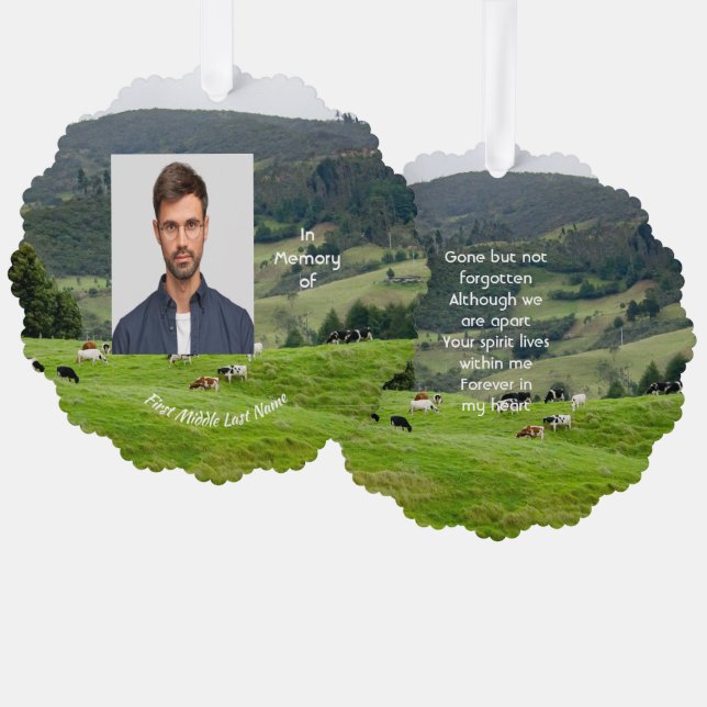 Adorno De Papel Memorial Keepsake Cattle Farm Landscape  (Anverso/Reverso)