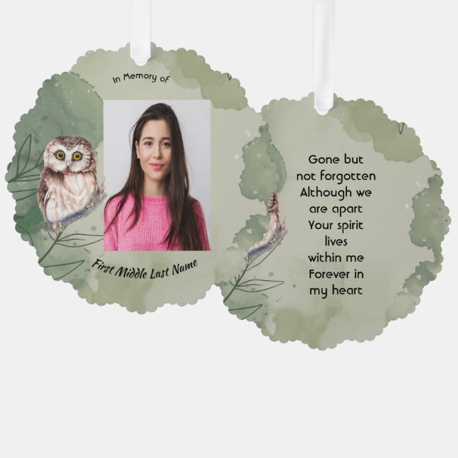 Adorno De Papel Memorial Keepsake Cute Owl Bird (Anverso/Reverso)