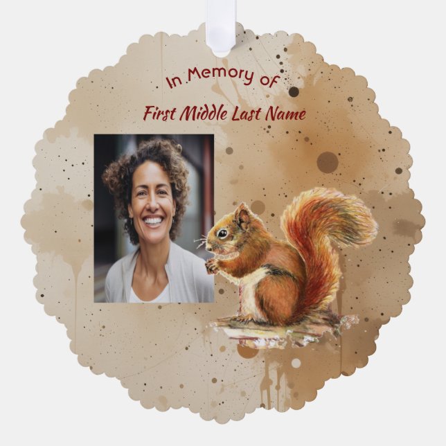 Adorno De Papel Memorial Keepsake Cute Red Squirrel (Anverso)