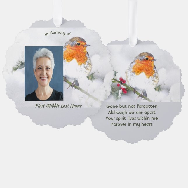 Adorno De Papel Memorial Keepsake English Robin Bird (Anverso/Reverso)