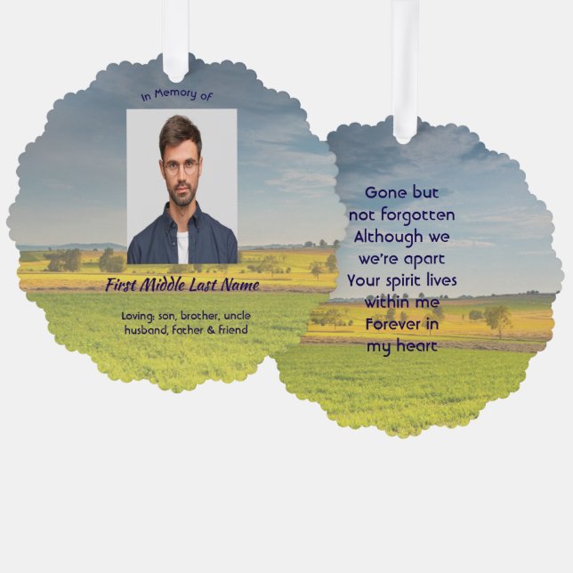 Adorno De Papel Memorial Keepsake Farm Crop Prairie (Anverso/Reverso)