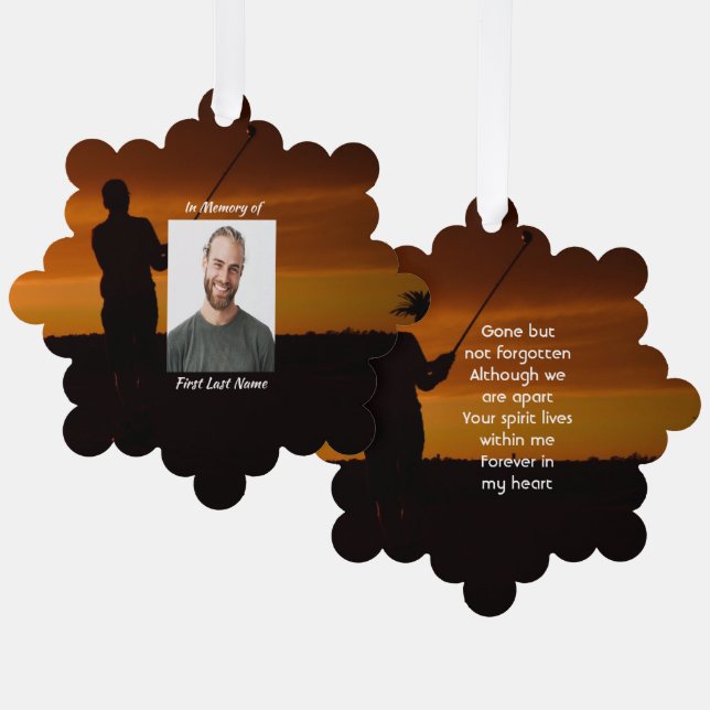 Adorno De Papel Memorial Keepsake Golfer Golf (Anverso/Reverso)