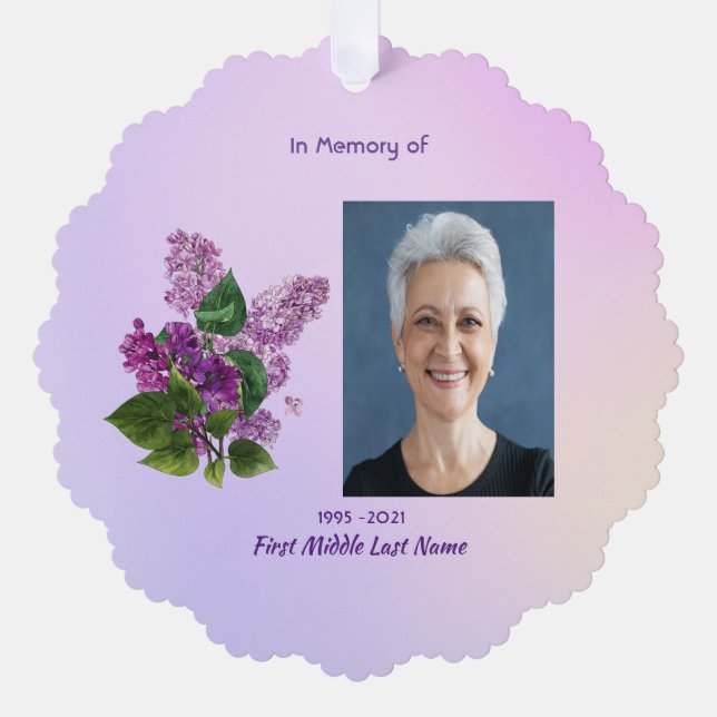 Adorno De Papel Memorial Keepsake Lilac Garden Flower  (Anverso)