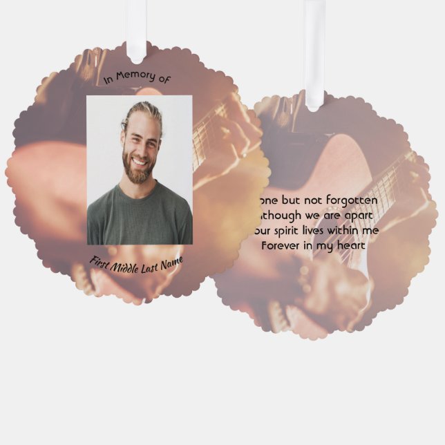 Adorno De Papel Memorial Keepsake Musician Piano Guitar (Anverso/Reverso)