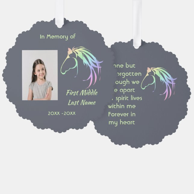 Adorno De Papel Memorial Keepsake Pastel Horse Art (Anverso/Reverso)