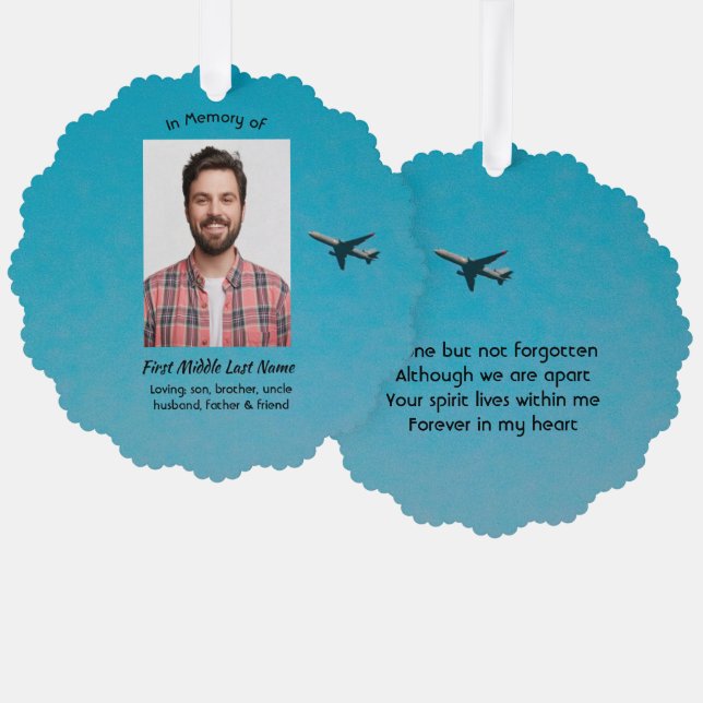 Adorno De Papel  Memorial Keepsake Pilot Airplane Flying (Anverso/Reverso)