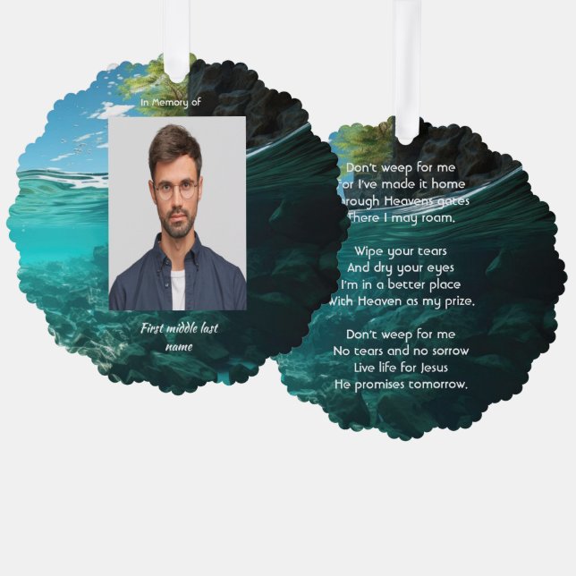 Adorno De Papel Memorial Keepsake Service Deep Sea Diving Diver (Anverso/Reverso)